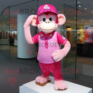 Pink Monkey maskot kostume...