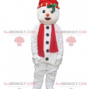 Snowman mascot with a hat and a red scarf - Redbrokoly.com