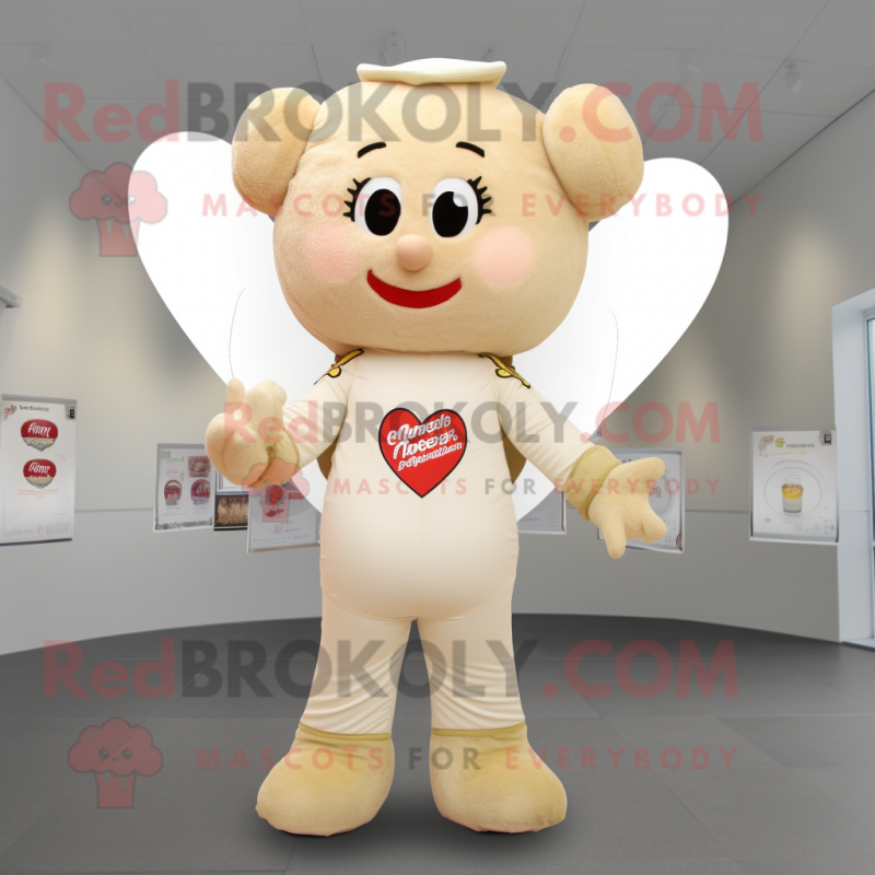 Cream Cupid mascot costume character dressed with a Bootcut Jeans and Earrings Cream Cupid mascot costume character dressed with a Bootcut Jeans and Earrings