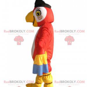 Mascotte pappagallo multicolore con un cappello da pirata -