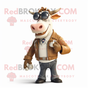 Cream Guernsey Cow maskot...