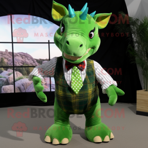 Groene Triceratops mascotte...