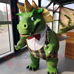 Grøn Triceratops maskot...