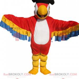 Multicolored parrot mascot with a pirate hat - Redbrokoly.com