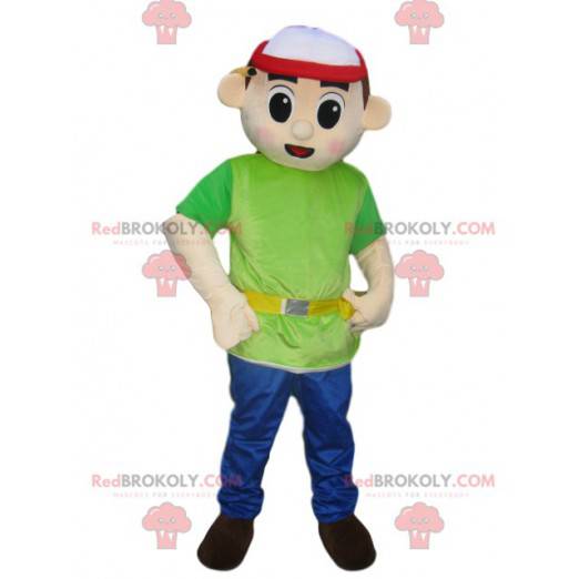 Voorman mascotte met een pet - Redbrokoly.com