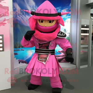 Pink Samurai maskot kostume...