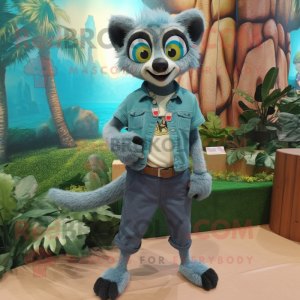 Teal Lemur mascotte kostuum...