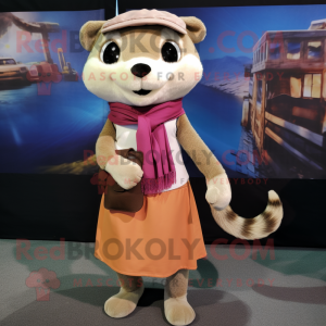 Tan Ferret maskot kostume...