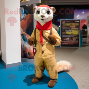 Tan Ferret maskot kostume...