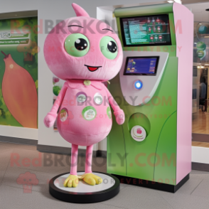 Olive Pink mascot costume character dressed with a Playsuit and Coin purses
