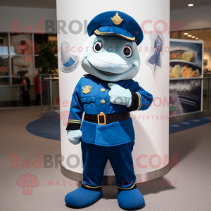 Navy Soldier mascot costume character dressed with a Turtleneck and Pocket squares