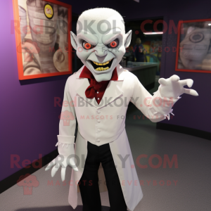White Vampire mascot costume character dressed with a Dress Shirt and Cummerbunds