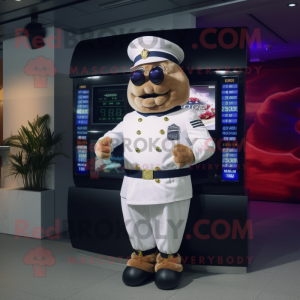 Navy Steak mascot costume character dressed with a Shorts and Digital watches