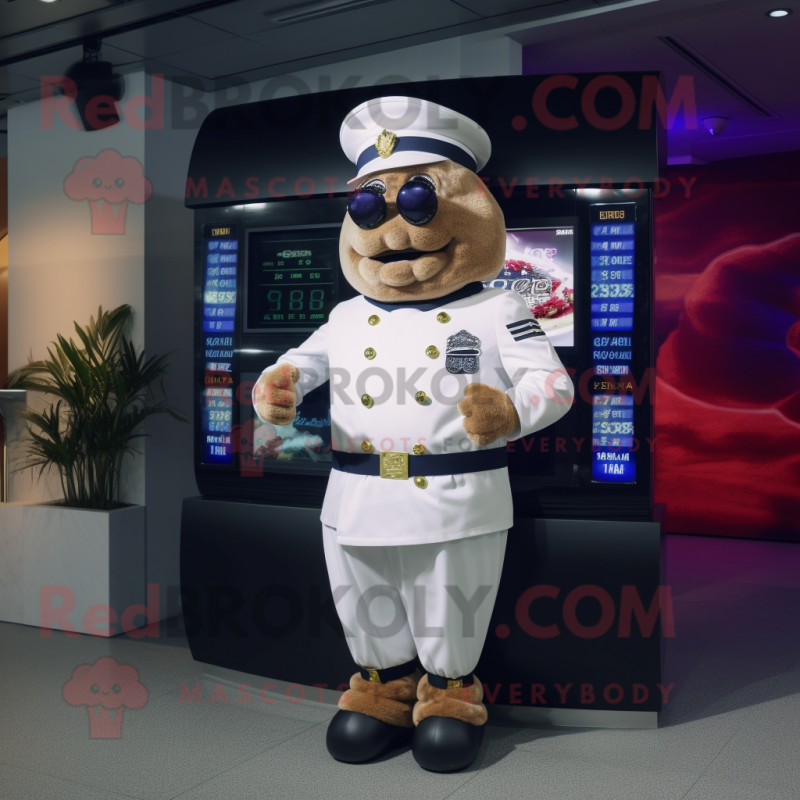 Navy Steak mascot costume character dressed with a Shorts and Digital watches Navy Steak mascot costume character dressed with a Shorts and Digital watches