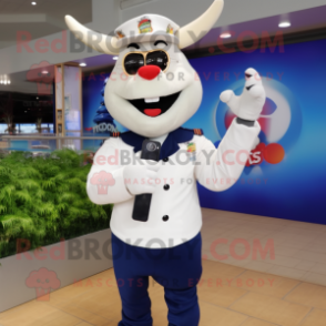 Navy Steak mascot costume character dressed with a Shorts and Digital watches