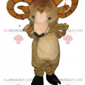 Mascot beige ram met imposante bruine hoorns - Redbrokoly.com