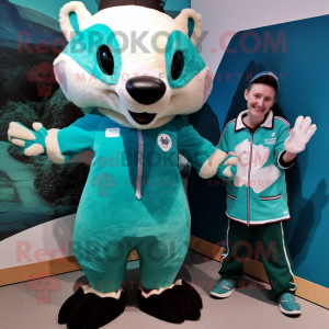 Teal Badger maskot drakt...