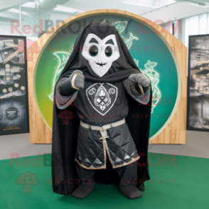 Black Celtic Shield mascot costume character dressed with a Hoodie and Pocket squares