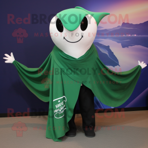 Forest Green Manta Ray mascot costume character dressed with a Henley Tee and Shawls