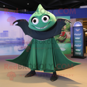 Forest Green Manta Ray mascot costume character dressed with a Henley Tee and Shawls