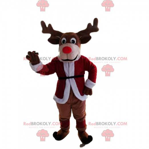 Rentiermaskottchen mit einer schönen roten Nase - Redbrokoly.com