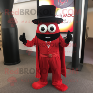 Red Gyro mascot costume character dressed with a Tuxedo and Shawl pins