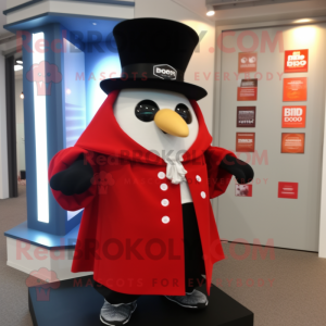 Red Gyro mascot costume character dressed with a Tuxedo and Shawl pins