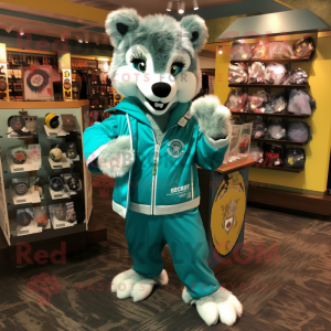 Teal Wolf mascotte kostuum...