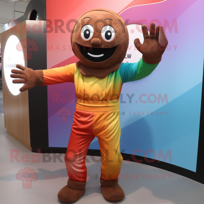 Rust Rainbow mascot costume character dressed with a Jumpsuit and Foot pads Rust Rainbow mascot costume character dressed with a Jumpsuit and Foot pads