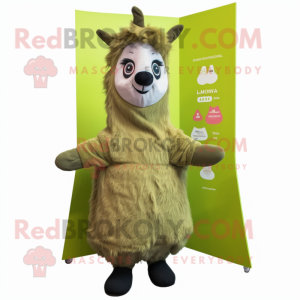 Oliven Lama maskot kostume...