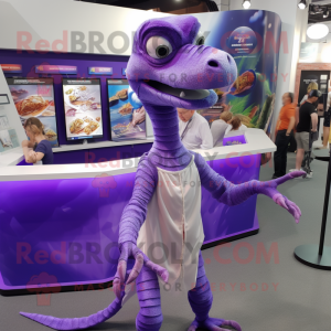 Lavender Coelophysis mascot costume character dressed with a Cover-up and Rings