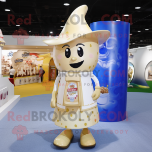 Gold Bottle Of Milk mascot costume character dressed with a Shorts and Handbags