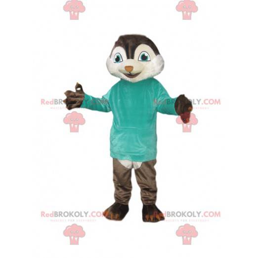 Egern maskot med en blå t-shirt - Redbrokoly.com