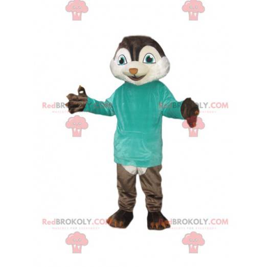 Eichhörnchen-Maskottchen mit einem blauen T-Shirt -