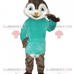 Eichhörnchen-Maskottchen mit einem blauen T-Shirt -