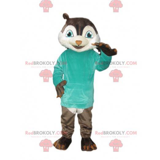 Eichhörnchen-Maskottchen mit einem blauen T-Shirt -