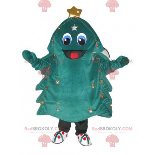 Green-blue fir mascot with a big smile - Redbrokoly.com