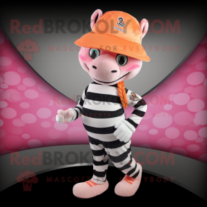 Peach Zebra maskot kostume...