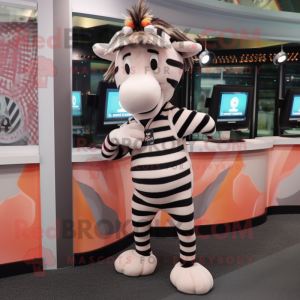 Peach Zebra maskot kostym...