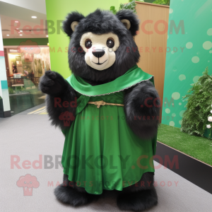 Green Spectacled Bear mascot costume character dressed with a A-Line Dress and Shawls