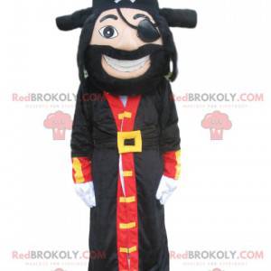 Pirate mascot with a large coat and a beautiful hat -