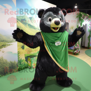 Green Spectacled Bear mascot costume character dressed with a A-Line Dress and Shawls