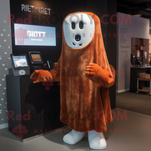 Rust Ghost mascot costume character dressed with a Sweater and Gloves