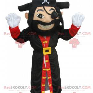 Pirate mascot with a large coat and a beautiful hat -