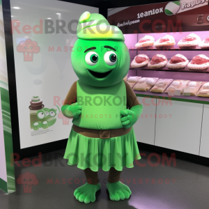 Grøn chokolade maskot...