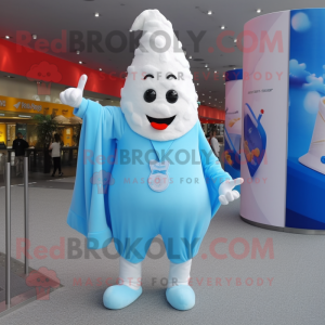 Sky Blue Ice Cream Cone mascot costume character dressed with a Trousers and Scarf clips