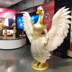 Gold Swan maskot draktfigur...