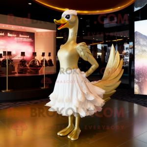 Gold Swan maskot kostume...