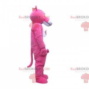 Mascotte della pantera rosa con un grande naso rosso -