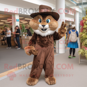 Brun Bobcat maskot kostume...